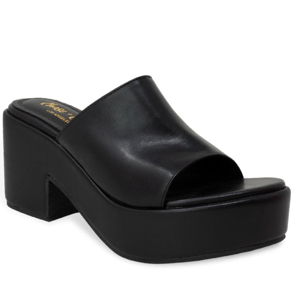 Women’s Chunky Block Heeled Platform Mule Sandal - Picture 2 of 4